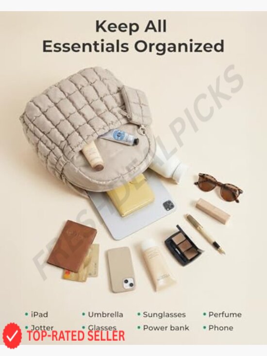 Puffy Checkered Quilted Mini Backpack 2-in-1 Set with Detachable Pouch main image 2
